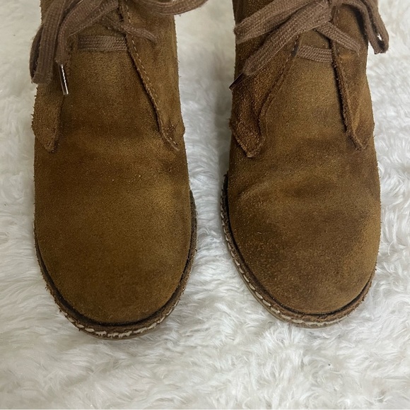 J. CREW Women’s Brown Suede Leather Lace-Up Wedge Ankle Booties Size 8 - Picture 3 of 11